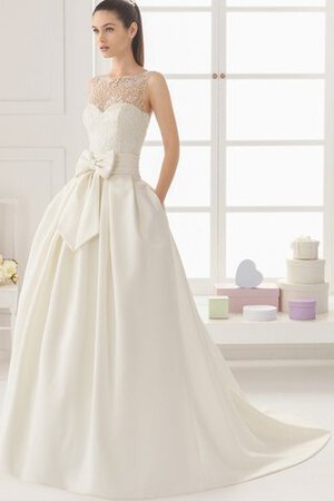 A linie Ärmelloses modisches konservatives Brautkleid mit durchsichtiger Rücken aus Spitze - Bild 1