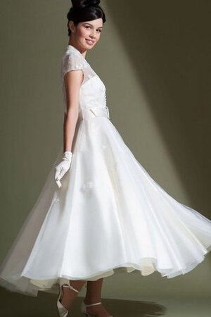 A-Line kurze Ärmeln knöchellanges Brautkleid mit Applike mit gekappten Ärmeln - Bild 4