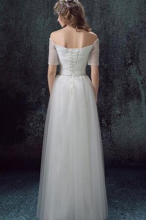 Gerüschtes klassisches halbe Ärmeln romantisches langes Brautkleid mit Rücken Schnürung - Bild 2
