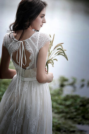 Spitze Verlockend Bodenlanges Brautkleid mit Perlen mit Reißverschluss - Bild 5