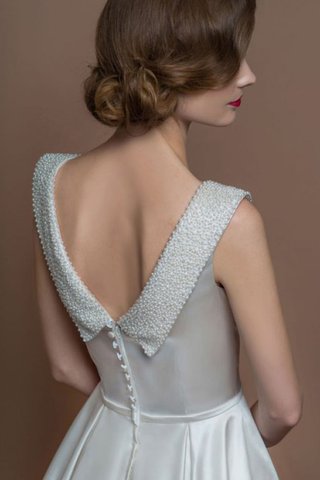 Schaufel-Ausschnitt Ärmellos A-Linie einfaches legeres Brautkleid mit Knöpfen - Bild 2