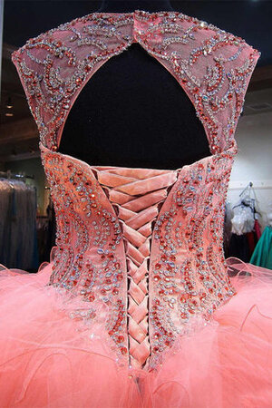 Perlenbesetztes Glamourös Festliches Quinceanera Kleid aus Satin mit Herz-Ausschnitt - Bild 4