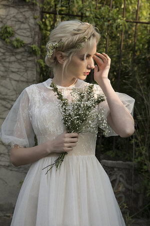 Spitze Fantastisch Anständiges Bodenlanges Brautkleid mit Hohem Kragen - Bild 3