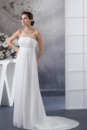 Garten trägerloser Ausschnitt Ärmellos konservatives langes Brautkleid mit Empire Taille - Bild 3