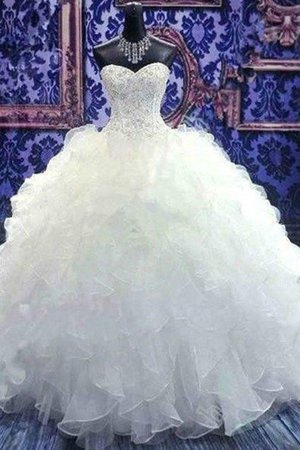 Robe de mariée jusqu'au sol passionnant ruchés plongeants de mode de bal sexy - Photo 1