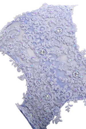 Perlenbesetztes schlichtes extravagantes Modern Netzstoff Abendkleid mit Falte Mieder - Bild 6