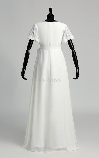 Reißverschluss sexy romantisches modisches Brautkleid mit Gürtel aus Chiffon - Bild 2