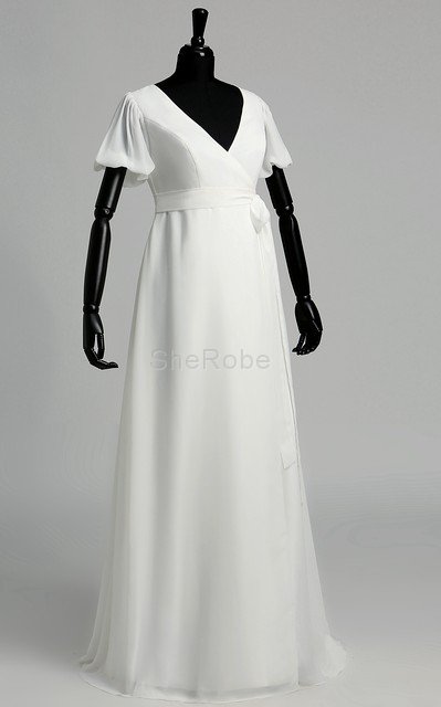 Reißverschluss sexy romantisches modisches Brautkleid mit Gürtel aus Chiffon - Bild 5