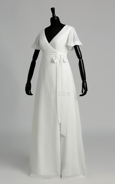 Reißverschluss sexy romantisches modisches Brautkleid mit Gürtel aus Chiffon - Bild 4
