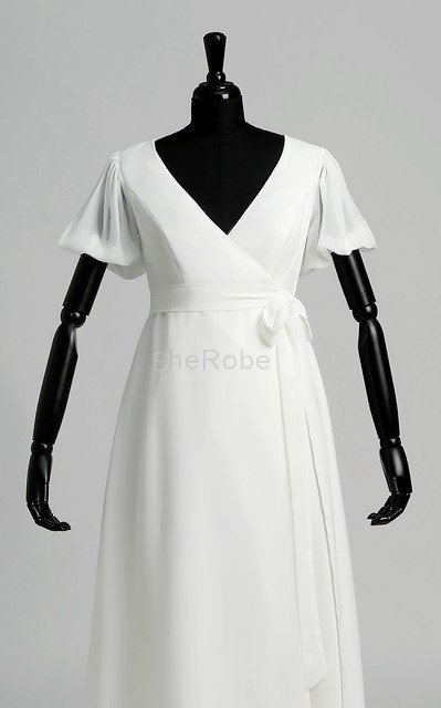 Reißverschluss sexy romantisches modisches Brautkleid mit Gürtel aus Chiffon - Bild 3