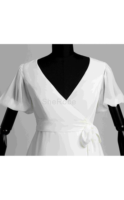Reißverschluss sexy romantisches modisches Brautkleid mit Gürtel aus Chiffon - Bild 6
