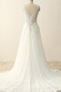 Strand V-Ausschnitt plissiertes A-Line Brautkleid mit Bordüre aus Chiffon - 4
