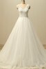 V-Ausschnitt Tüll Ärmellos Sweep train A-Line Brautkleid mit Bordüre - 1
