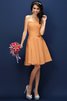 Normale Taille Drapiertes Mini Brautjungfernkleid mit Herz-Ausschnitt mit Plissierungen - 19