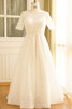 Robe de mariée en satin col en bateau noble ligne a romantique - 4