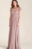 Robe demoiselle d'honneur plissage ruché avec chiffon decoration en fleur col en v foncé - 1