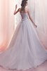 Abito da Sposa A-Line con Applique Naturale Senza Maniche con Perline Allacciato - 2