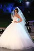Vestido de Novia de Corte Evasé en Tul de Sin mangas de Escote Corazón de Natural - 2