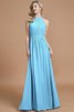 Robe demoiselle d'honneur naturel a-ligne manche nulle en chiffon de princesse - 8