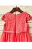 A-Linie Normale Taille Schaufel-Ausschnitt Tüll Blumenmädchenkleid mit Bordüre - 4