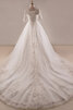Robe de mariée en satin passionnant en 1/2 manche salle interne avec perle - 2
