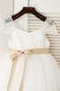 Robe de cortège enfant longue naturel de mode de bal textile en tulle jusqu'au sol - 3