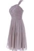 Robe demoiselle d'honneur au niveau de genou avec zip ligne a avec sans manches ruché - 2