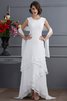 Robe mère de mariée naturel asymétrique maillot haut bas de col bateau - 1