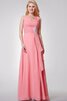 Robe demoiselle d'honneur avec fronce ruché manche nulle de lotus a-ligne - 1
