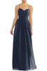 Robe demoiselle d'honneur facile bretelles spaghetti en chiffon ligne a ruché - 1