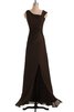Abito da Damigella moda Spacco Anteriore con Applique in Chiffon A-Line con Increspato - 3