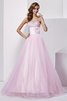 Robe de quinceanera longue naturel avec perle avec lacets avec sans manches - 1