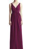 Robe demoiselle d'honneur a-ligne ruché v encolure avec chiffon bretelles spaghetti - 1