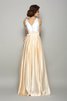 Robe mère de mariée longue en satin de col en v de princesse a-ligne - 2