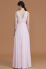 Gerüschtes Natürliche Taile Reißverschluss Bodenlanges Brautjungfernkleid aus Chiffon - 36
