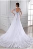 Sencillo Vestido de Novia de Apliques de Escote en V de Imperio Cintura de Largo - 2