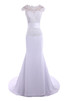 Moderno Vestido de Novia de Pura espalda de Barco de Botón - 1