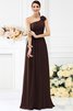 Reißverschluss Chiffon Sittsames Brautjungfernkleid ohne Ärmeln mit Blume - 7