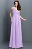 Robe demoiselle d'honneur plissage longue jusqu'au sol de col en v avec chiffon - 19