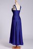 Robe demoiselle d'honneur plissage avec sans manches en chiffon ligne a encolure ronde - 2