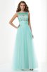 Perlenbesetztes Normale Taille Prinzessin Elastischer gewebter Satin Bodenlanges Abendkleid - 1