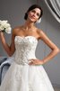 Ärmellos trägerlos klassisches romantisches Brautkleid mit Pailletten mit Herz-Ausschnitt - 3