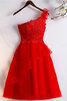 Ein Schulter Exquisit Natürliche Taile Schickes Cocktailkleid mit Blume - 7