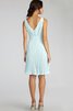 Robe demoiselle d'honneur plissé de col en v avec chiffon avec sans manches a-ligne - 2