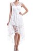 Robe demoiselle d'honneur luxueux v encolure haut bas fermeutre eclair manche nulle - 1