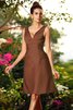 Robe demoiselle d'honneur plissage courte naturel avec fronce de col en v - 3