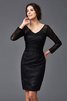 Abito mamma Sposa Mini Al Ginocchio Cerniera V-Scollo con Maniche Lunghe - 4