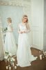 Sweep train Juwel Ausschnitt langärmeliges extravagantes informelles Brautkleid mit Bordüre - 1