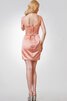 Kurze Ärmeln gerüschtes Satin kurzes Cocktailkleid mit Bordüre mit Schaufel Ausschnitt - 3