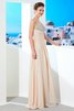 Abito da Sera in Chiffon Senza Maniche Conotta con Perline A Terra - 3